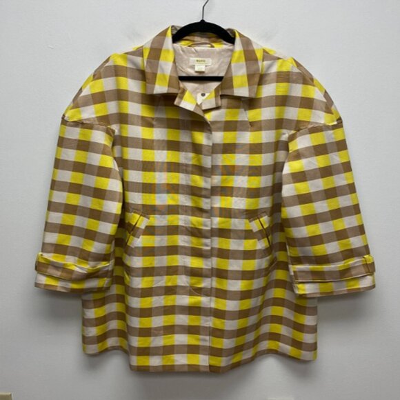 Naadam Yellow Long Sleeve V-Neck V-Back Ribbed Lightweight Pullover Sweater L - Picture 1 of 5